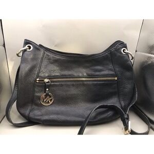 Vintage Michael Kors Hobo,charm Black Bag Purse Pebbled